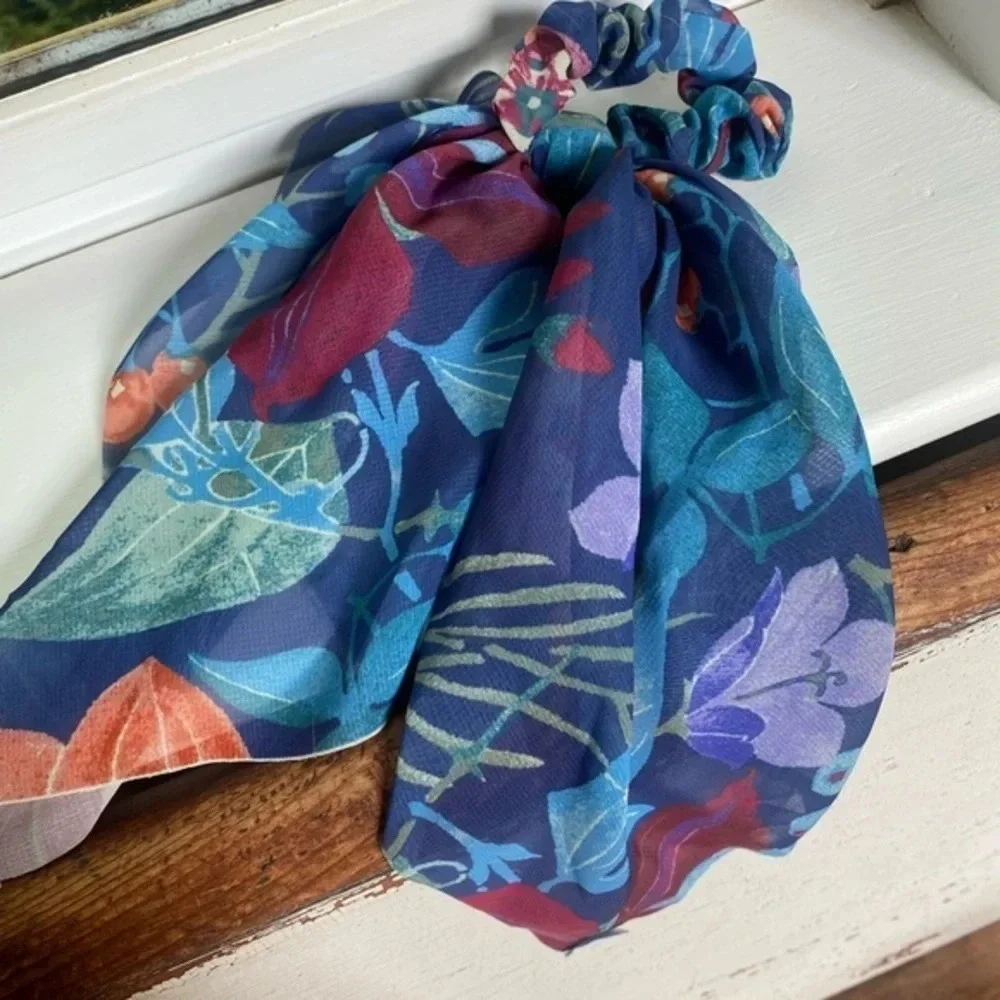 Anthropologie Blue Tropical Hair Scarf